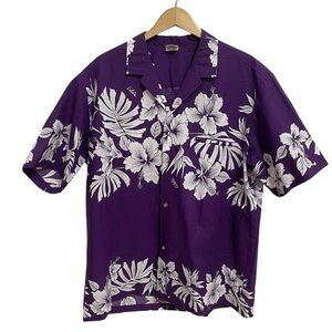 Purple Floral Hawaiian Button-Up Shirt